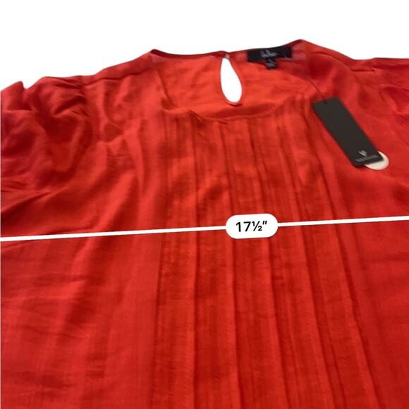 Lulus Sophisticated Sweetheart Red Orange Pleated Puff Sleeve Top NEW Size SMALL - Picture 8 of 11